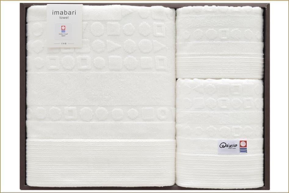 今治ホワイトジャガードタオルセット(白砂)